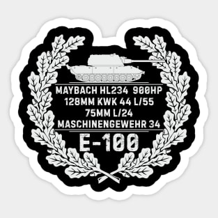 German tank E-100 in a wreath of oak leaves Sticker